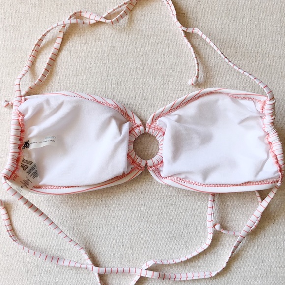 NWOT French Connection Swim Orange Striped Bandeau Bikini Bathing Suit Top - Picture 2 of 7